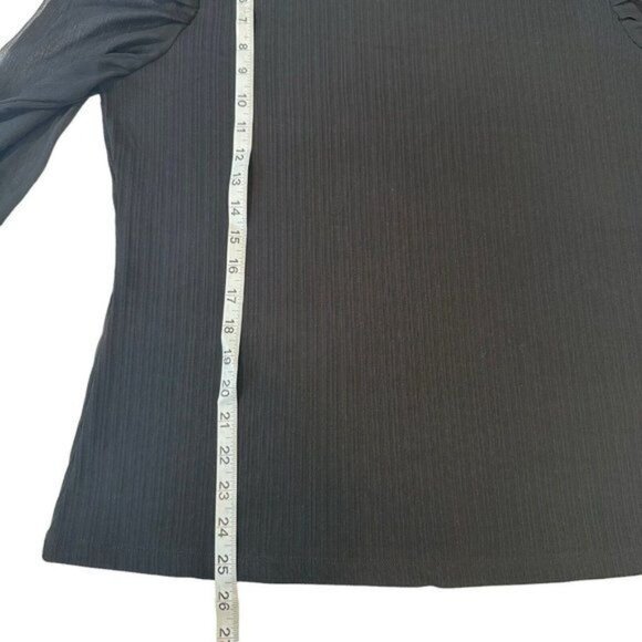 Nine West Women SZ XL Black Long Sheer Sleeves Top Blouse. Stretch Basic - Picture 9 of 10